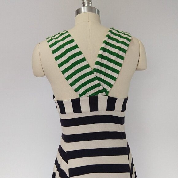Anthropologie HWR Monogram Split Striped Dress Size XS Blue White Green VTG Rare - Picture 8 of 12